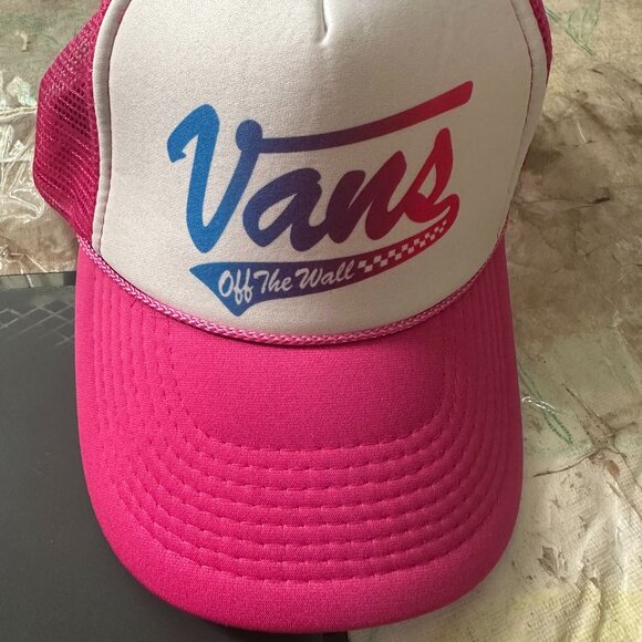 Vans Off The Wall Vintage Pink Trucker Snapback Hat Otto Collection Polyester Ny - Picture 1 of 4